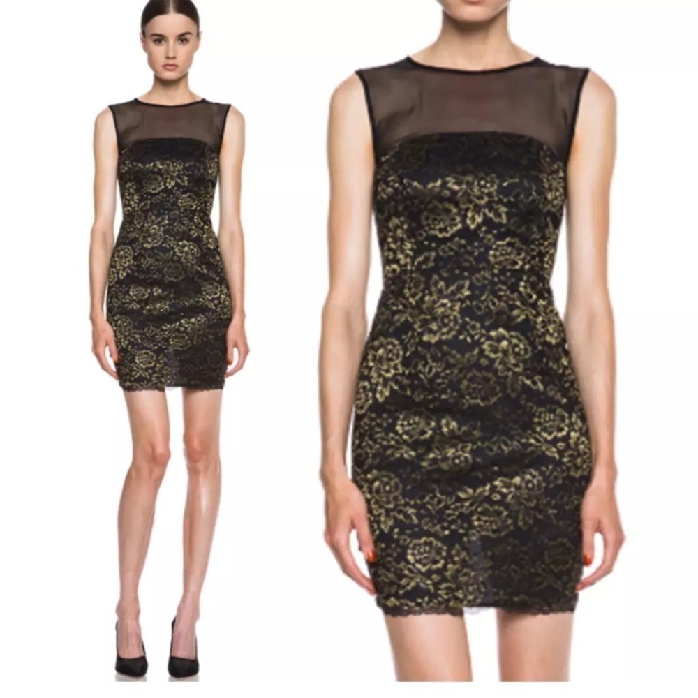 Diane von Furstenberg Black with Gold Metallic Lace Dress - Picture 6 of 6